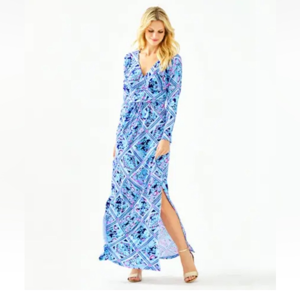 NWT Lilly Pulitzer Nichola Maxi Zanzibar Blue Meet me On the Dock